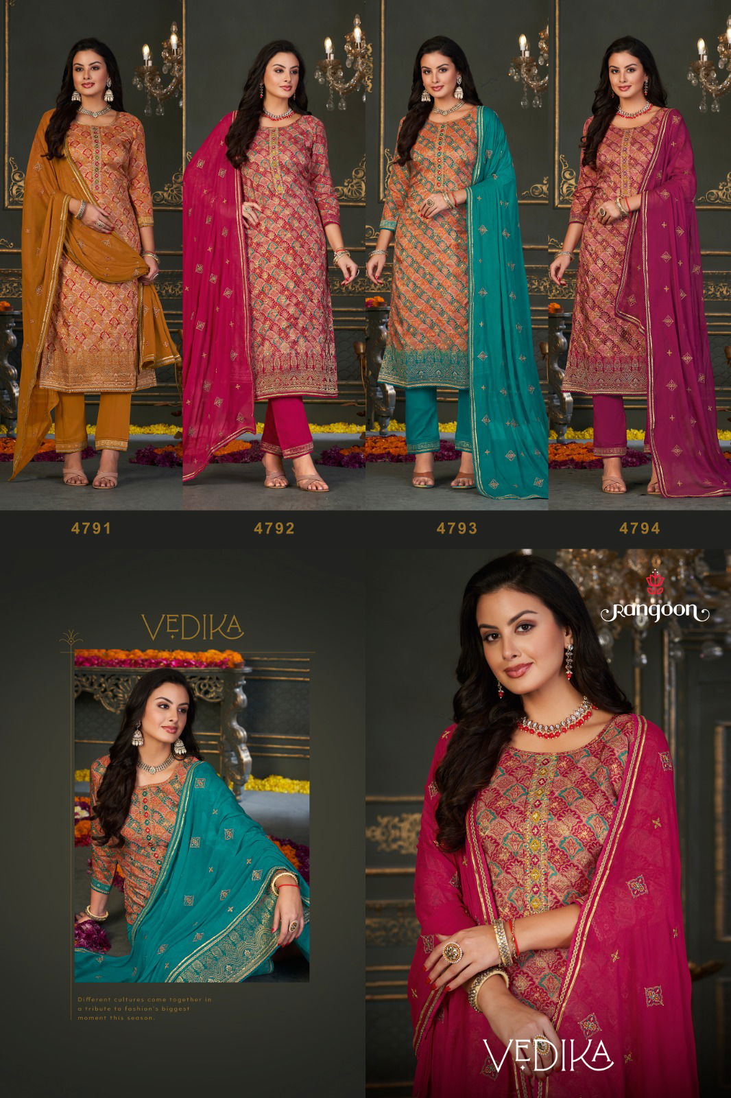 Vedika By Rangoon Jacquard Readymade Suits Catalog 